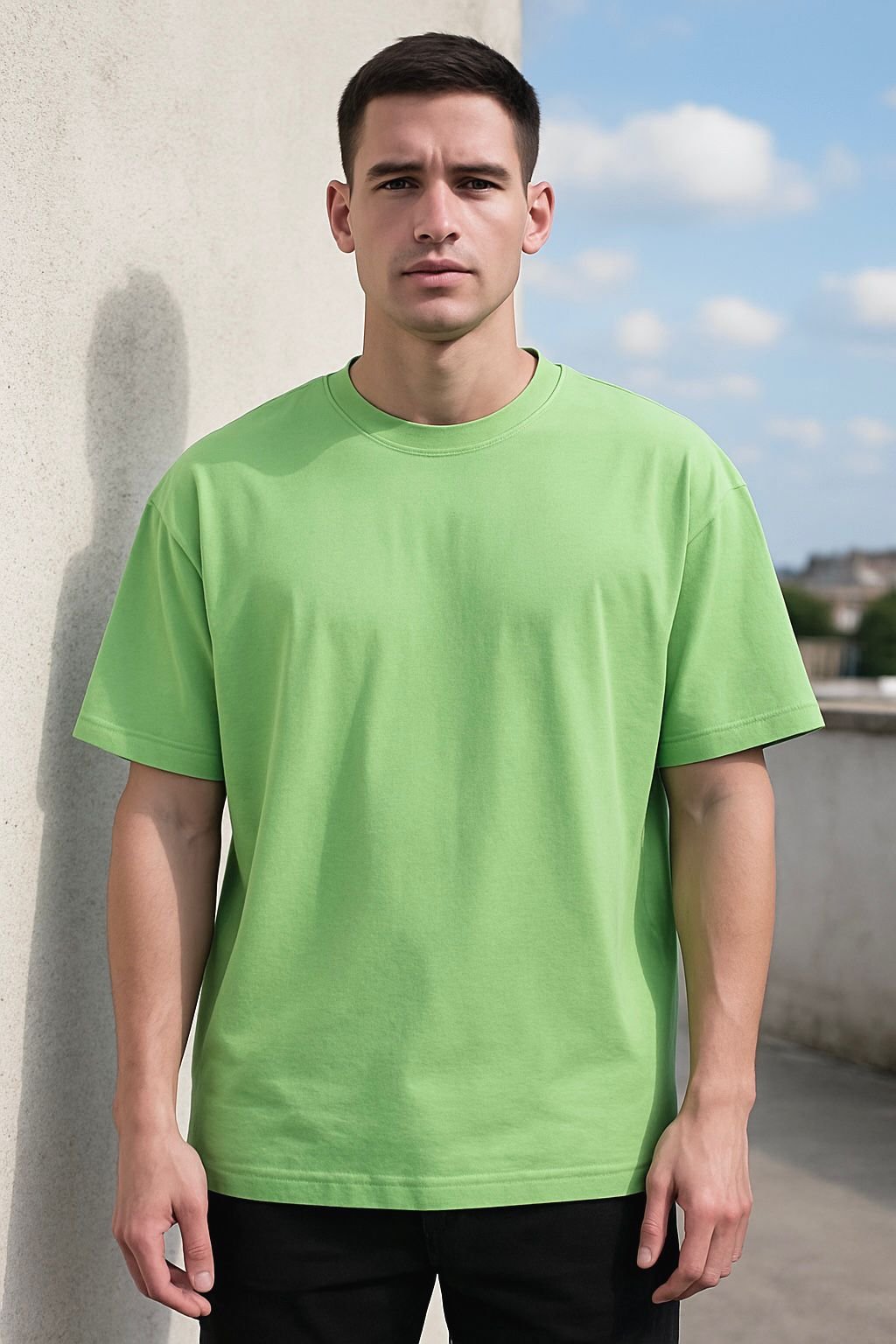 Drop Shoulder Men Green